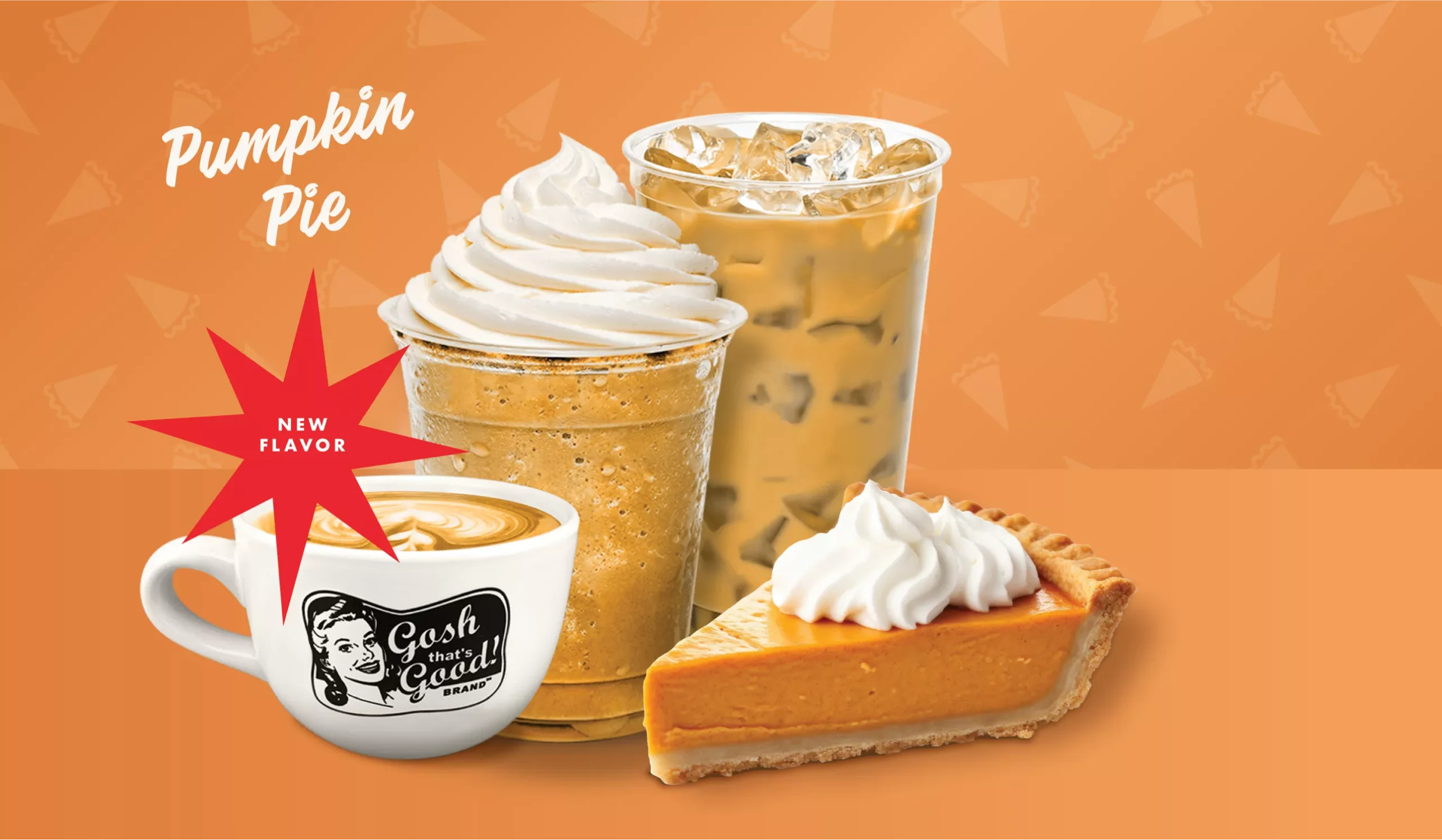 Pumpkin Pie - New Flavor - with cups and slice of pie